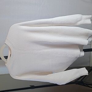 Free People Asymmetrical Hem Sweater Small Drop Shoulder White